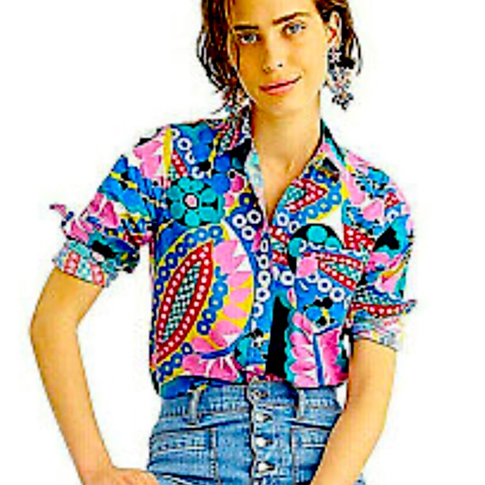 J. Crew Multicolor Patterned Top